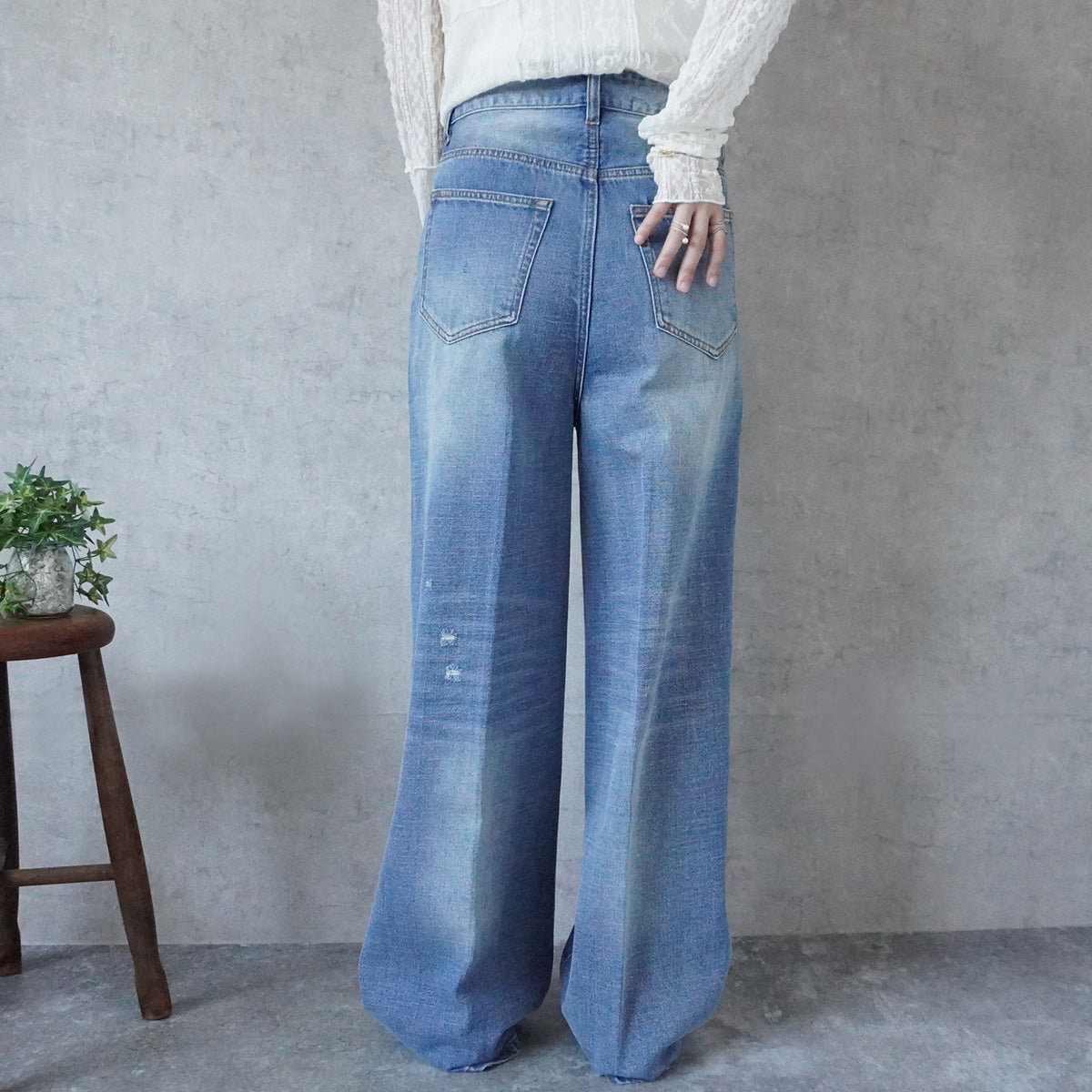 ヴィンテージデニムハイウエストストレートパンツ