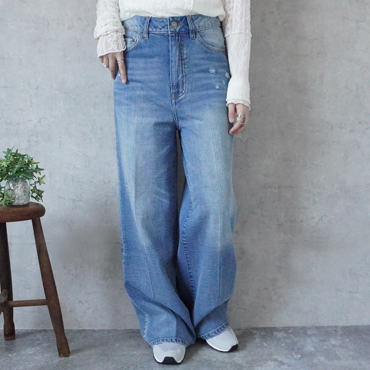 ヴィンテージデニムハイウエストストレートパンツ