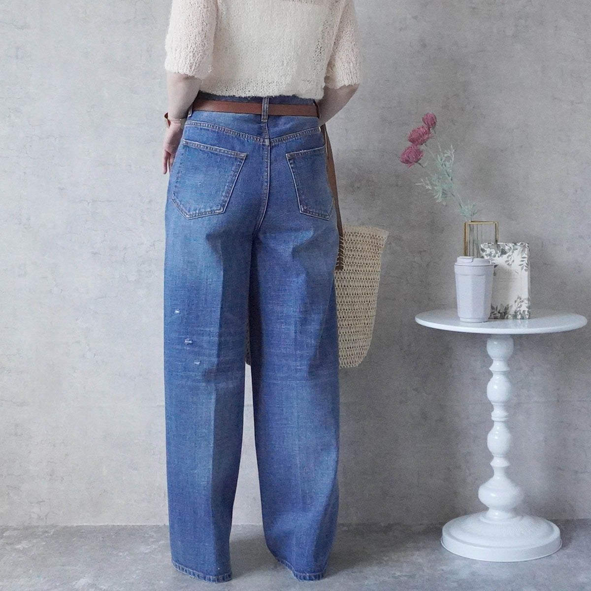 ヴィンテージデニムハイウエストストレートパンツ