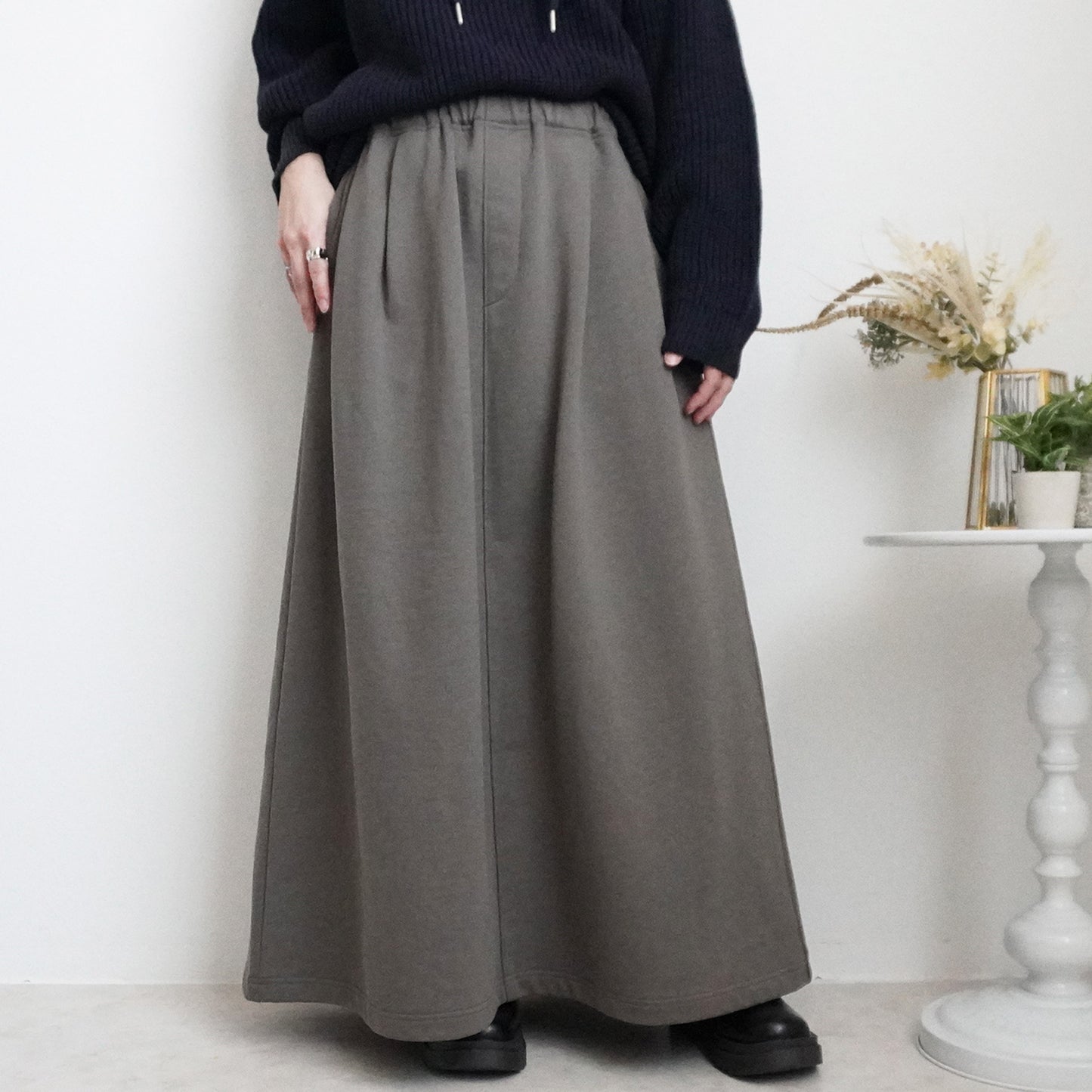 裏毛420g/mスウェットフレアロングスカート