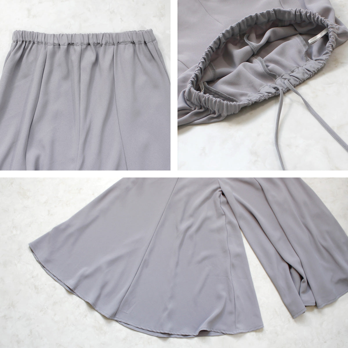 とろみ フレア ワイドパンツ