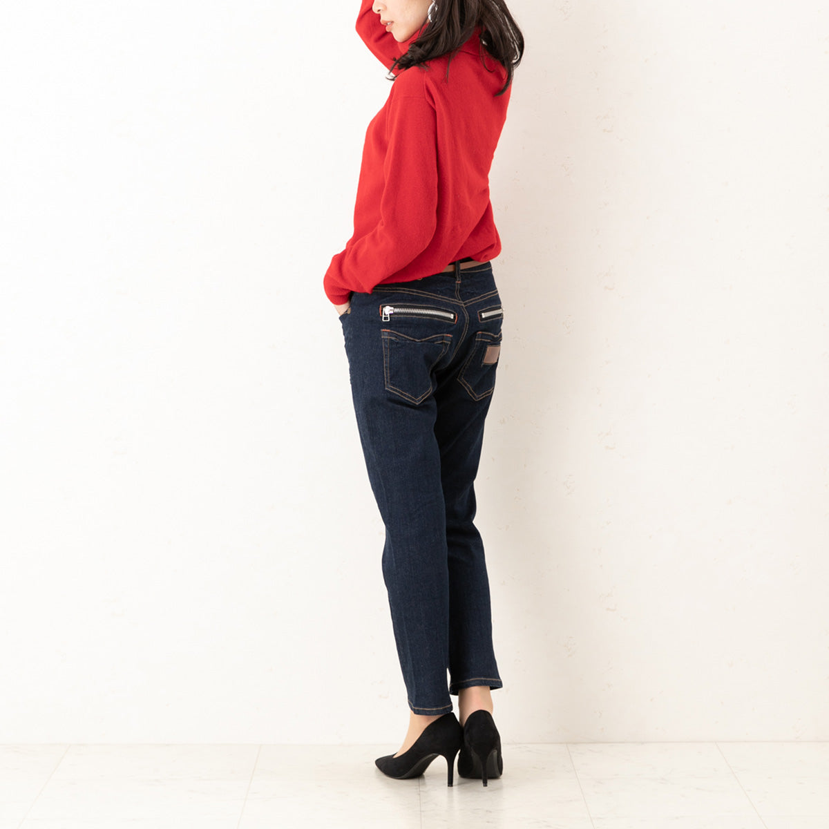 後ろZIPボーイフレンドパンツ