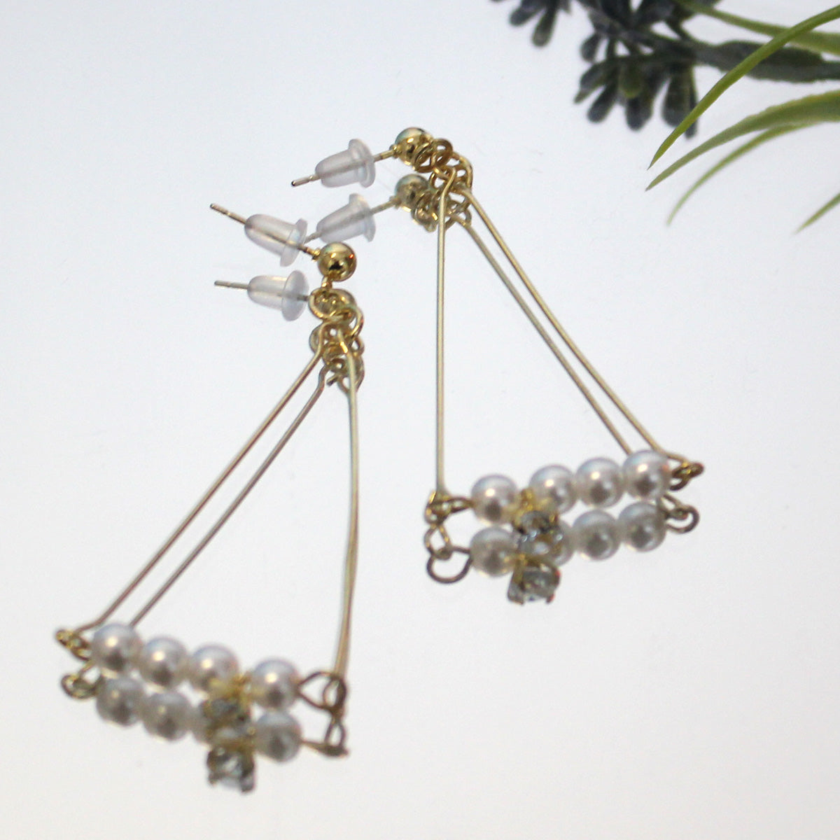 【ネコポス対応】連結パールピアス アクセサリー
