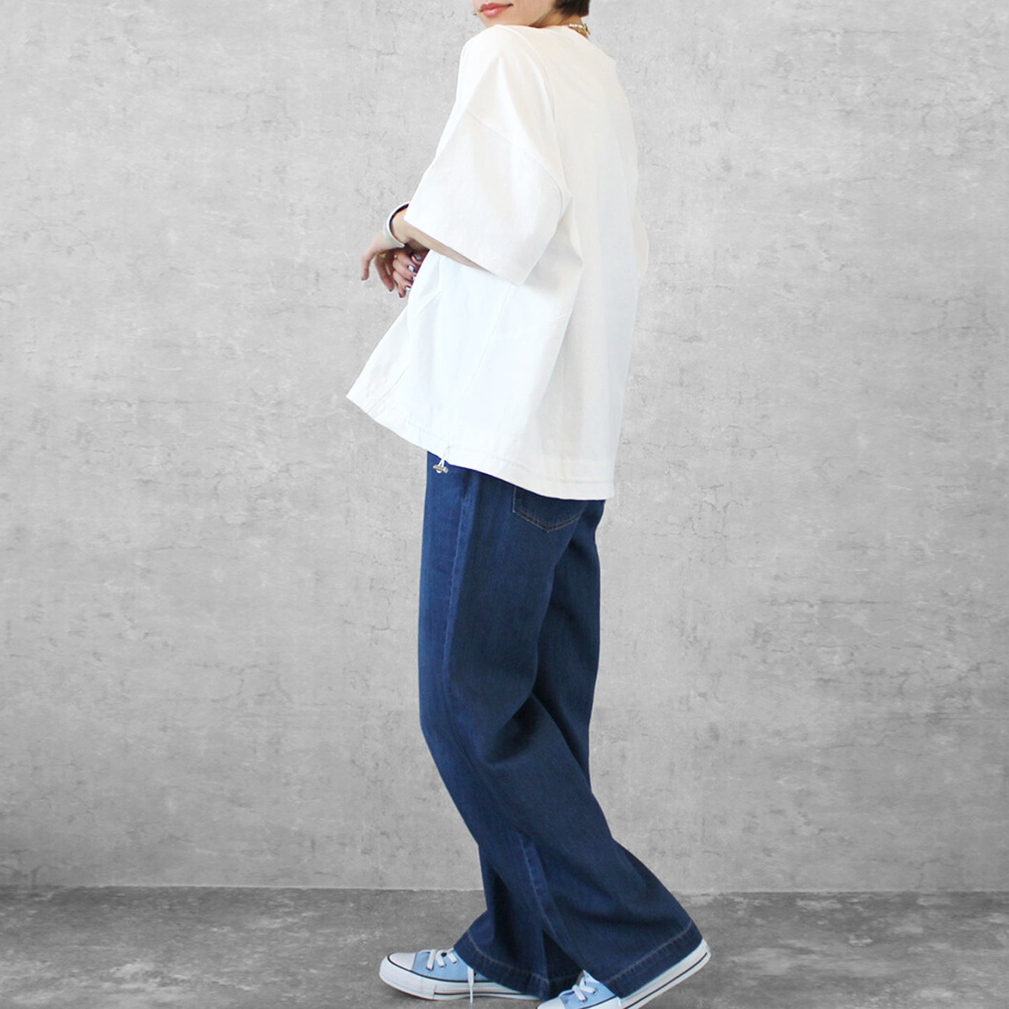綿麻デニムワイドパンツ