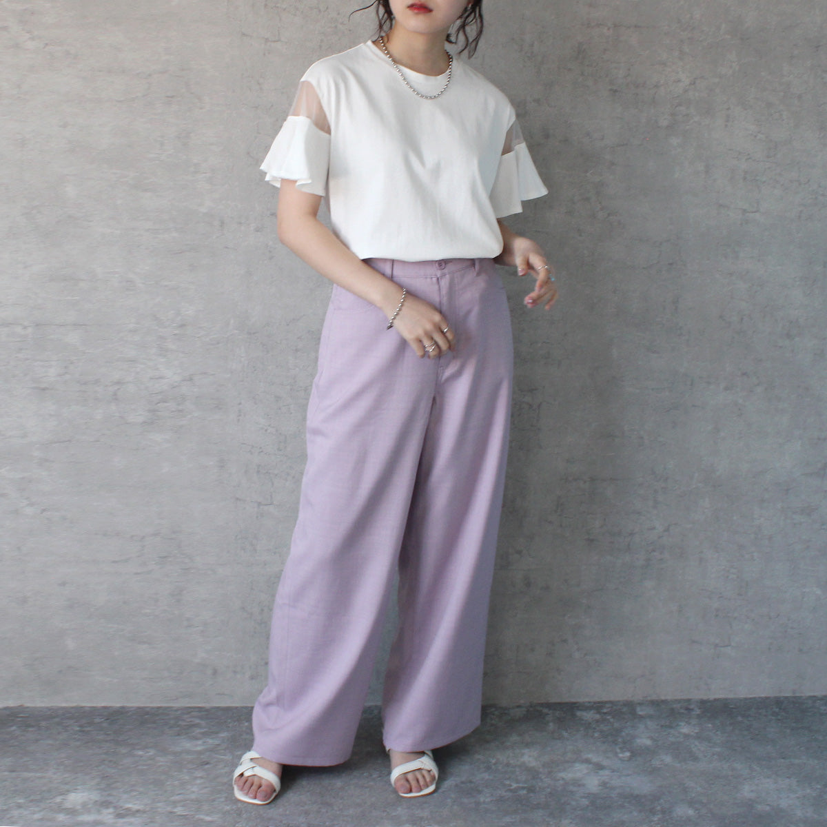 シアーフレアスリーブTシャツ