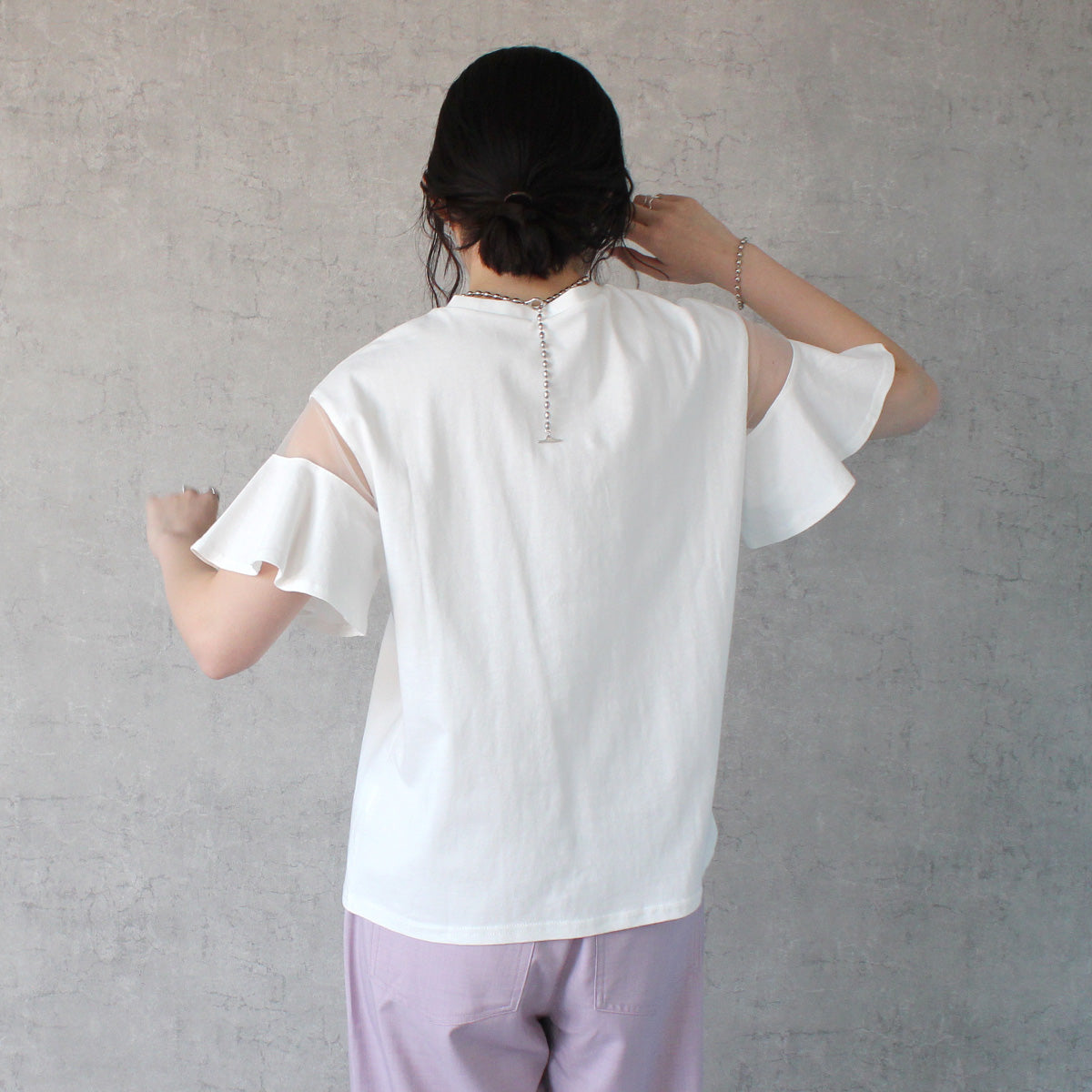 シアーフレアスリーブTシャツ