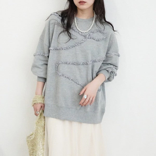 マットサテンフリル裏毛プルオーバー