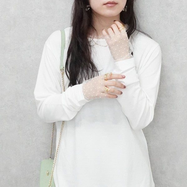 袖シアードット異素材プルオーバー