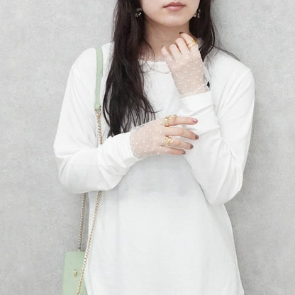 袖シアードット異素材プルオーバー