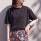 接触冷感ロゴ刺繍ドルマンスリーブTシャツ