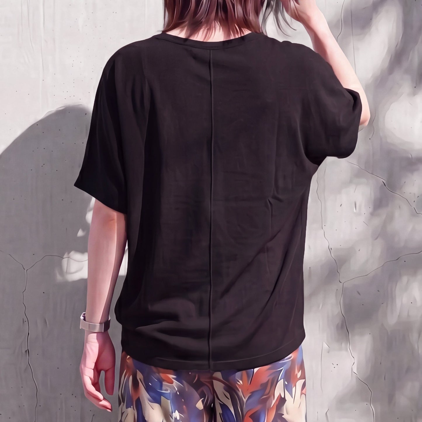 接触冷感ロゴ刺繍ドルマンスリーブTシャツ
