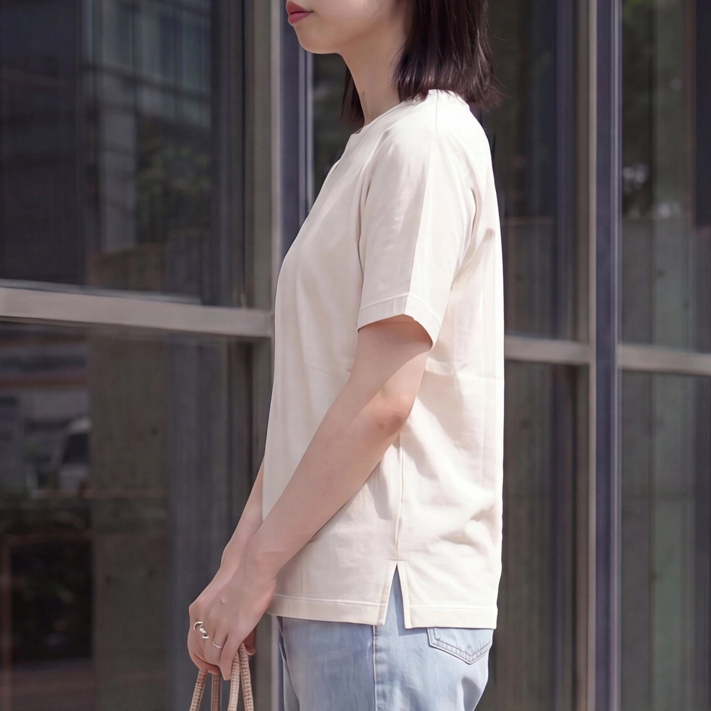 接触冷感ロゴ刺繍ドルマンスリーブTシャツ