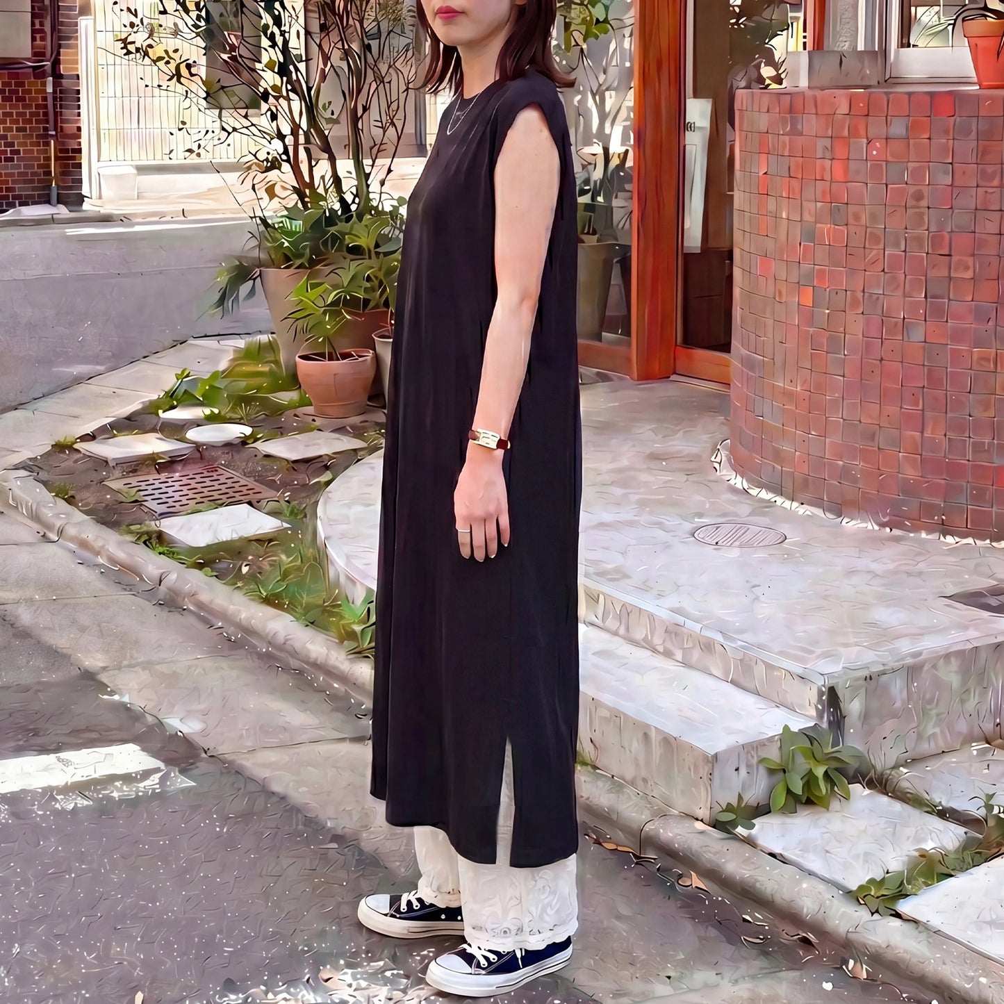 接触冷感ノースリーブワンピース