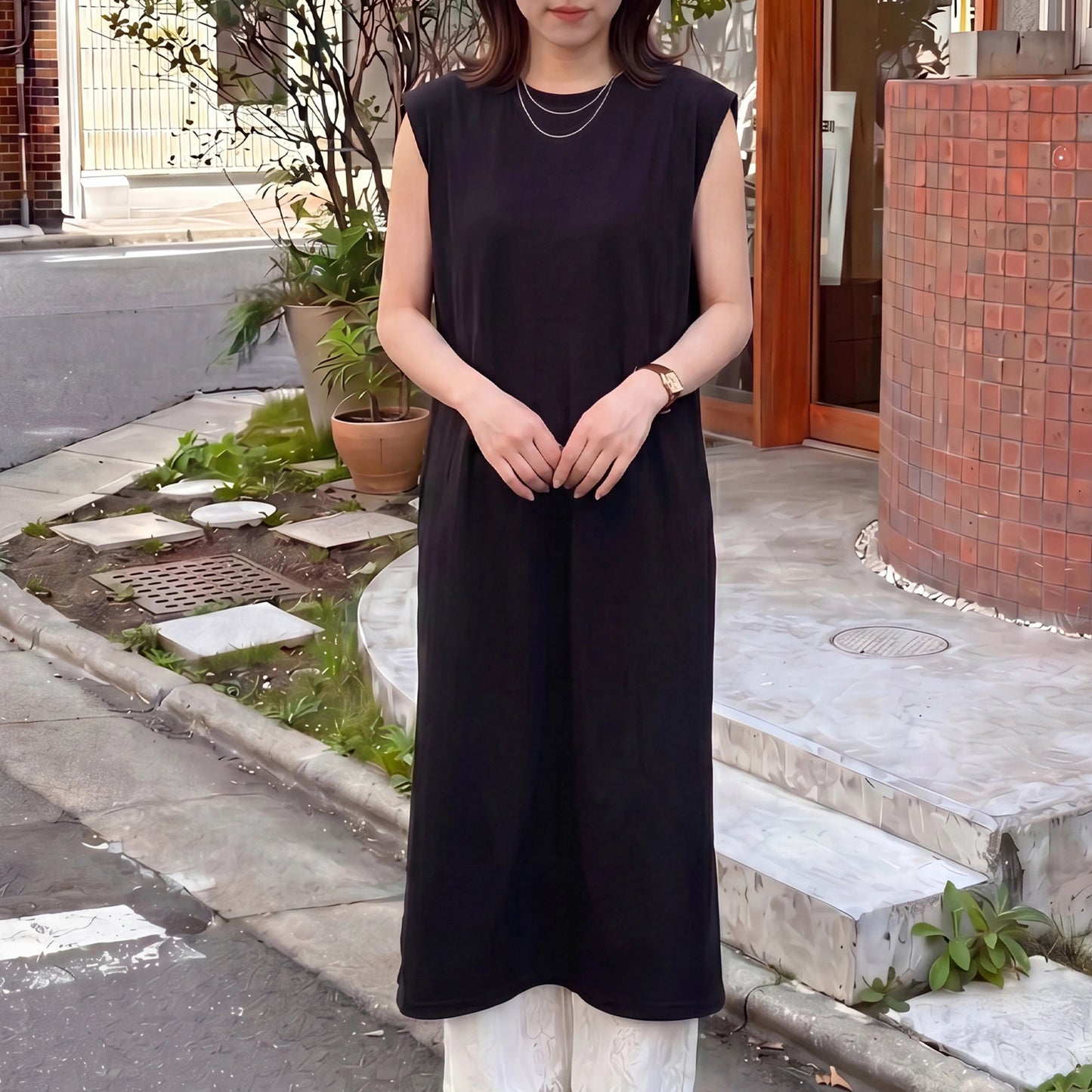 接触冷感ノースリーブワンピース
