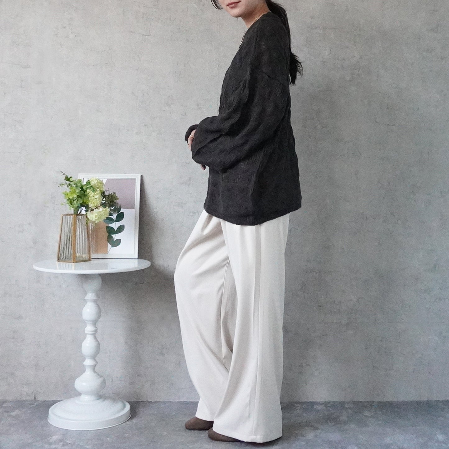 モコモコ編みニットプルオーバー