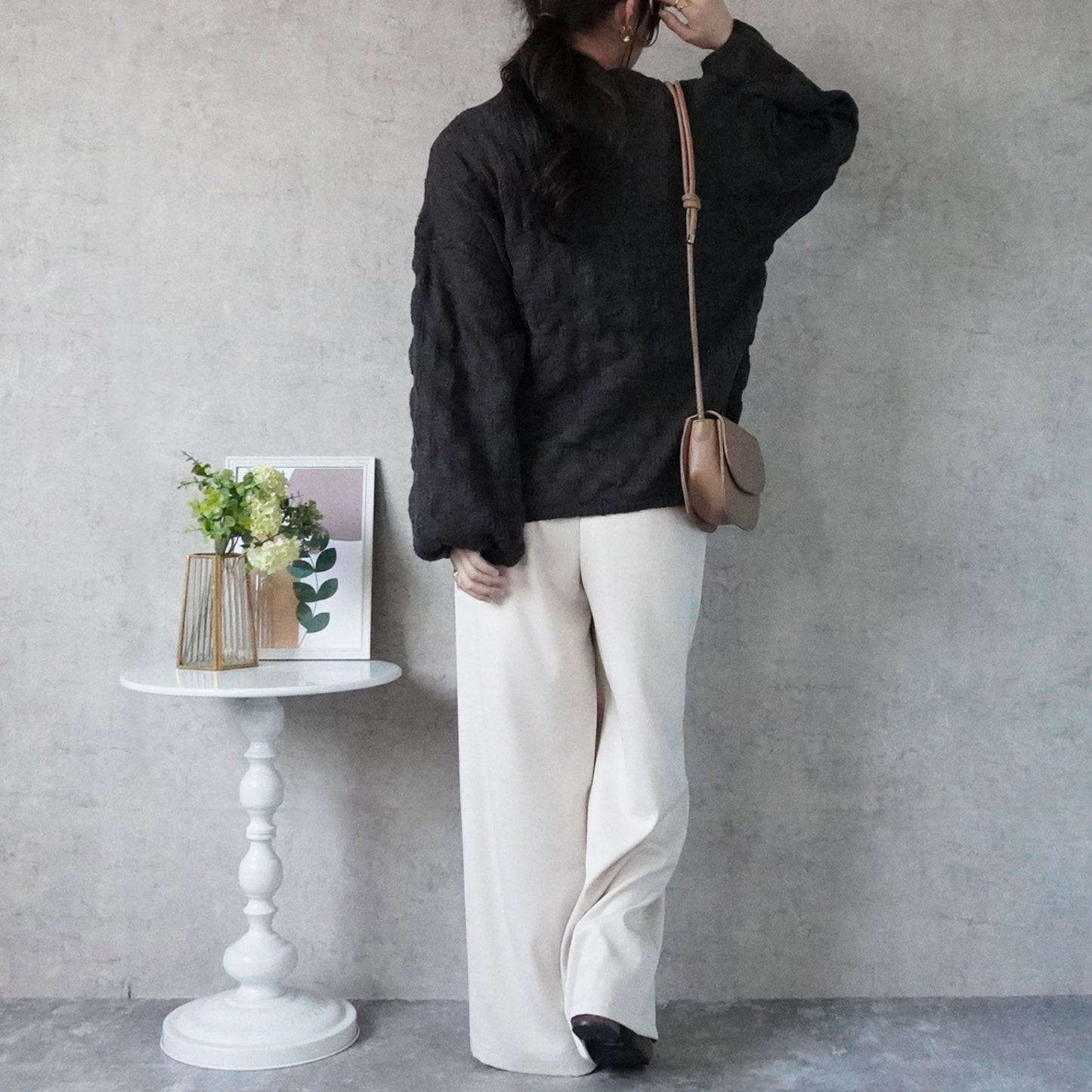 モコモコ編みニットプルオーバー