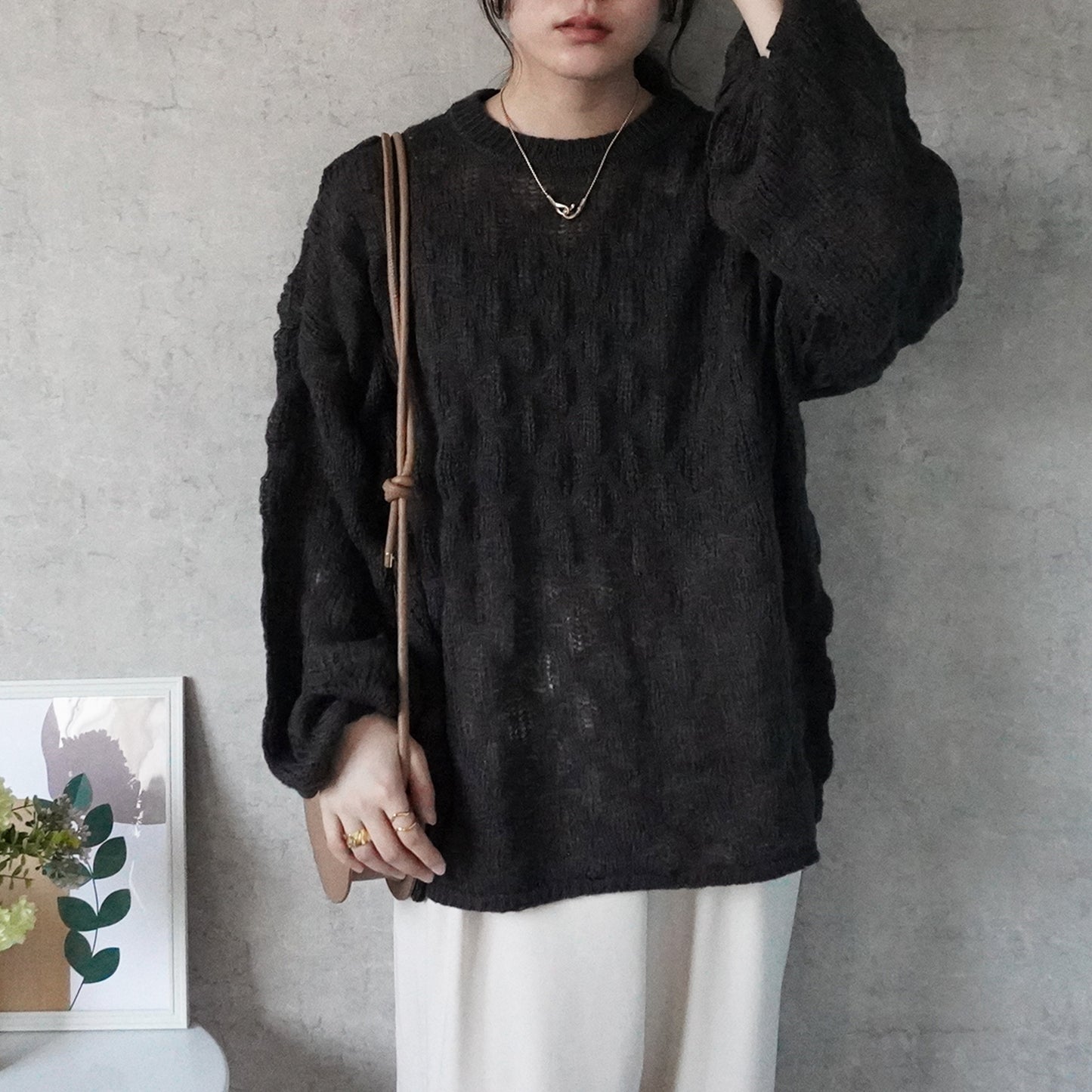 モコモコ編みニットプルオーバー