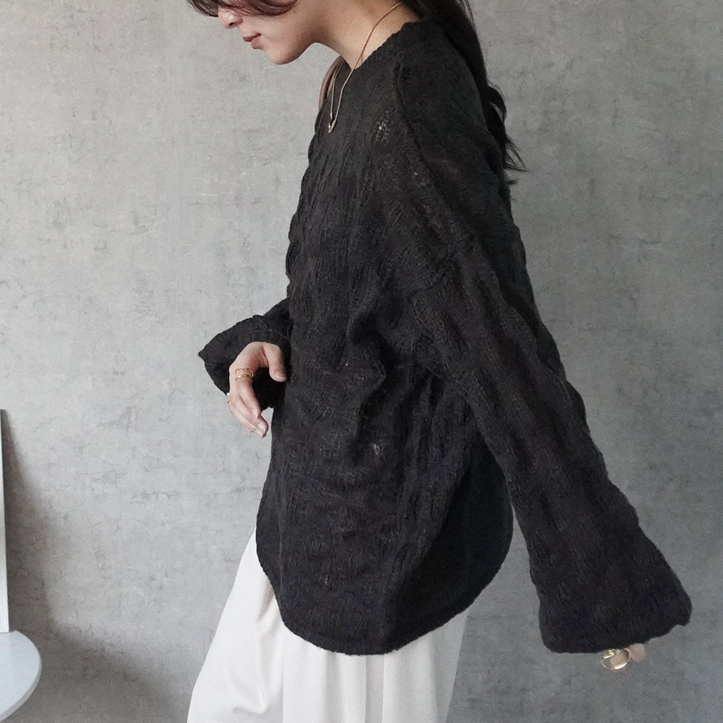 モコモコ編みニットプルオーバー