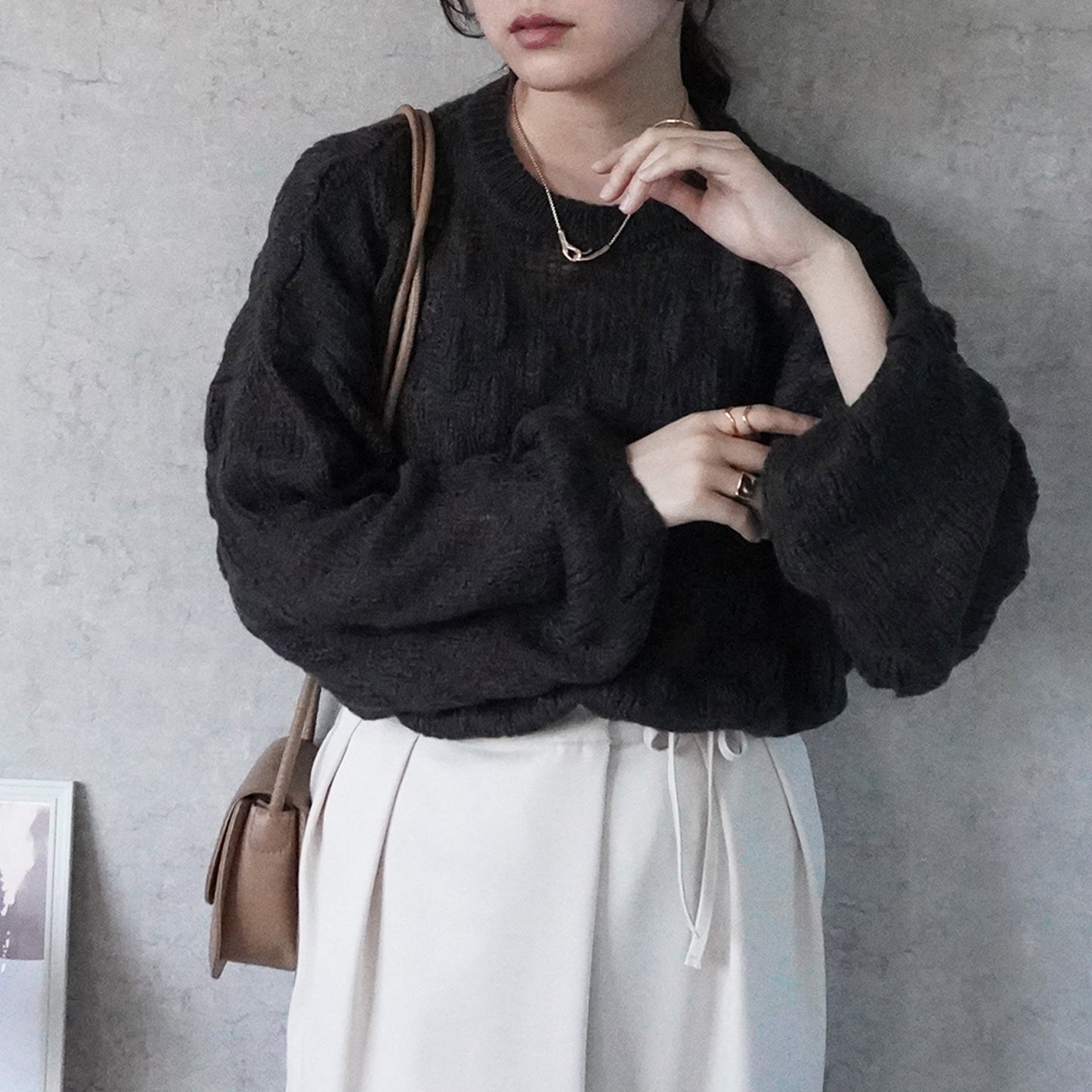 モコモコ編みニットプルオーバー