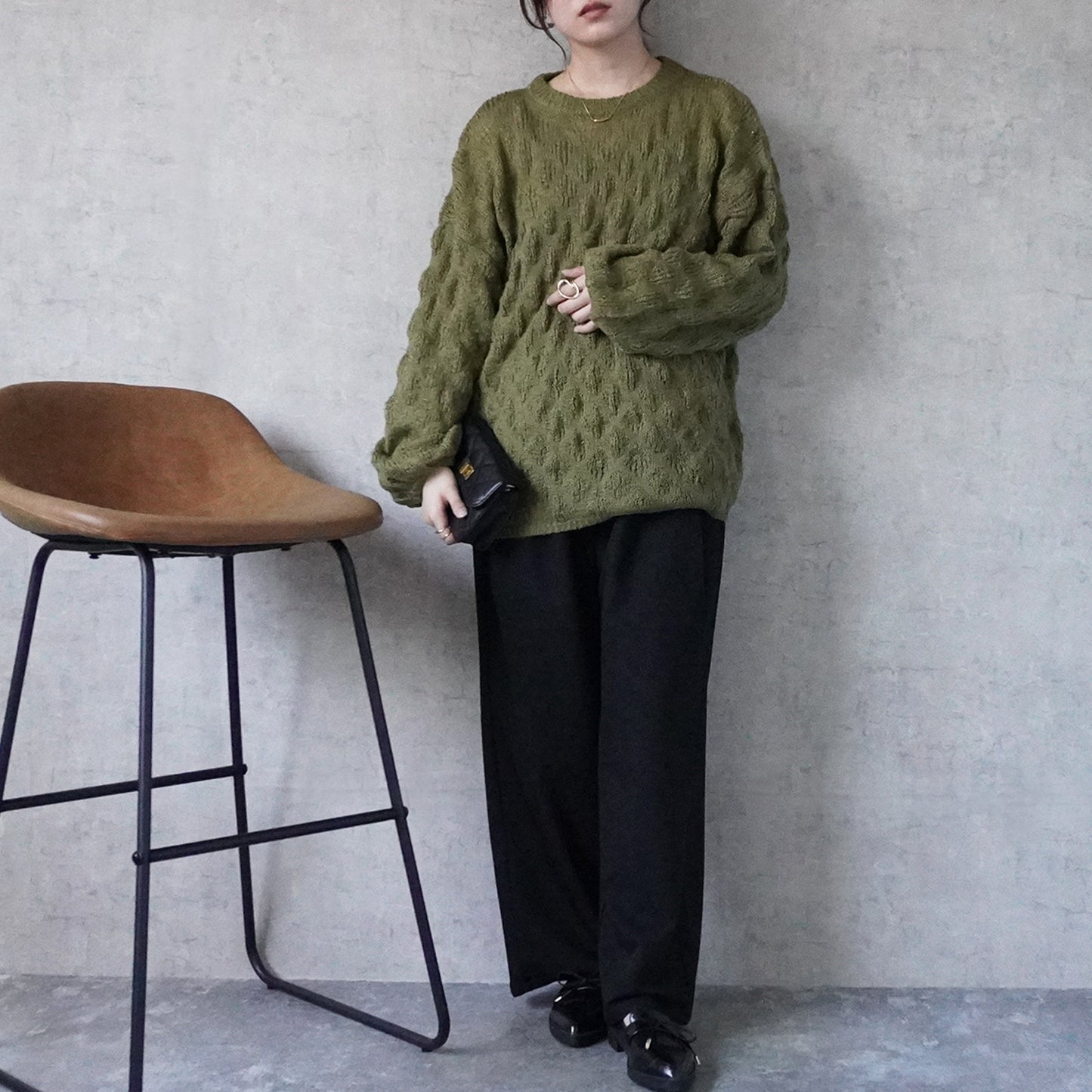 モコモコ編みニットプルオーバー