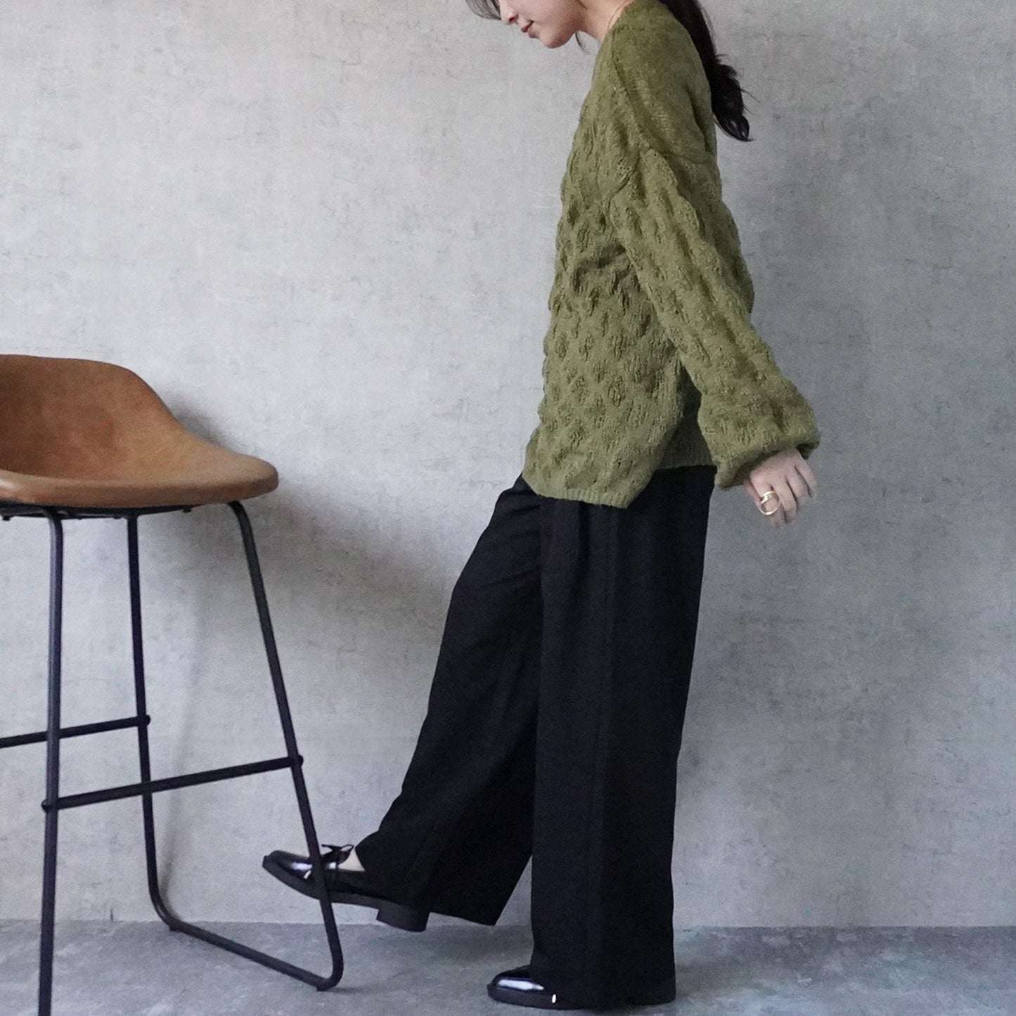 モコモコ編みニットプルオーバー