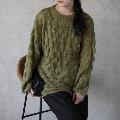 モコモコ編みニットプルオーバー