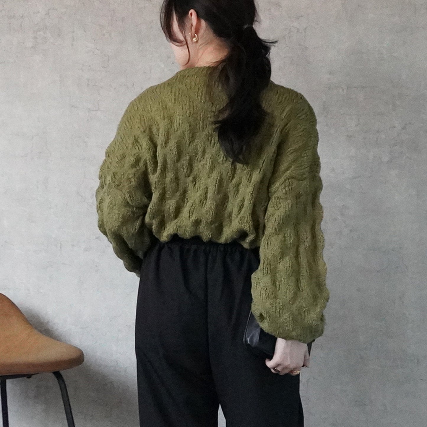 モコモコ編みニットプルオーバー