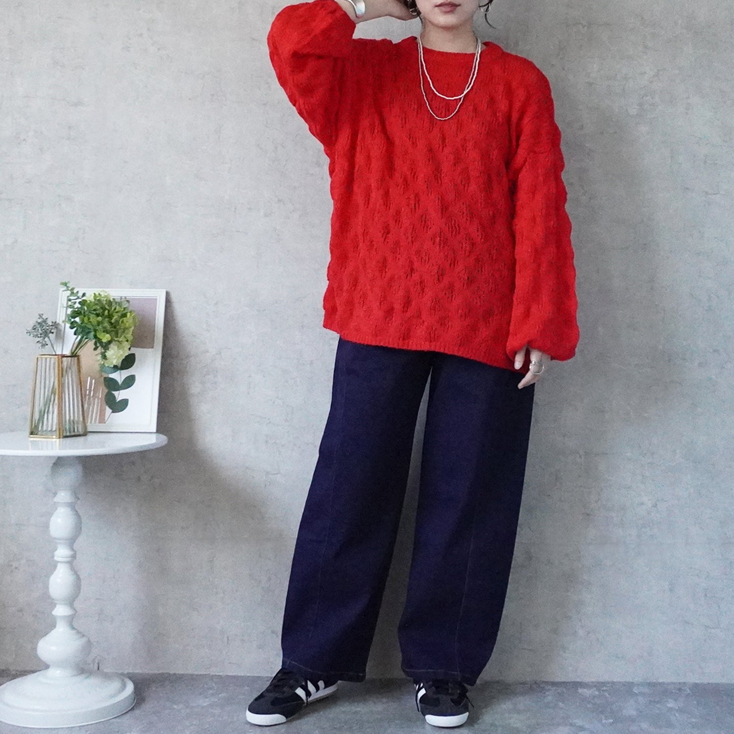 モコモコ編みニットプルオーバー