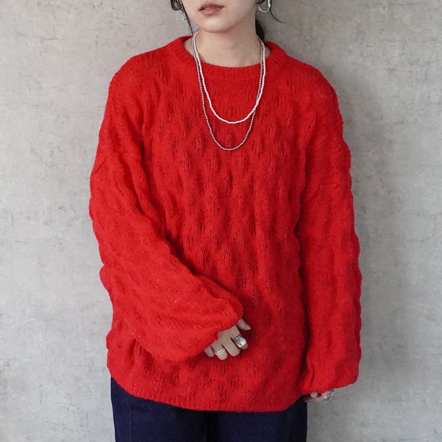 モコモコ編みニットプルオーバー