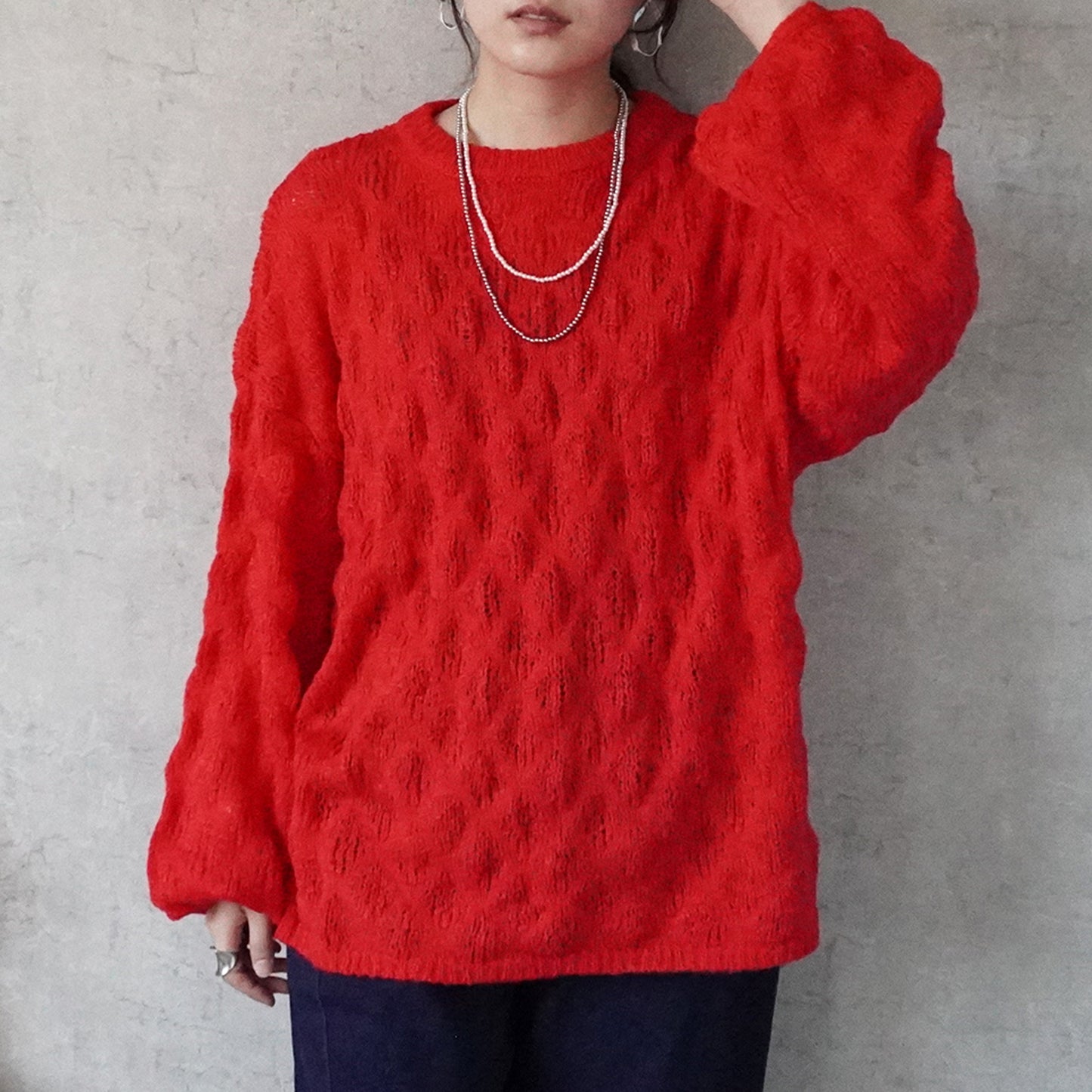 モコモコ編みニットプルオーバー