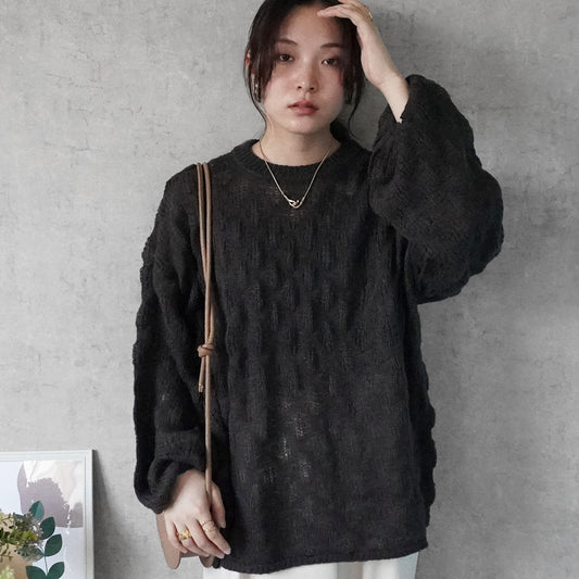 モコモコ編みニットプルオーバー