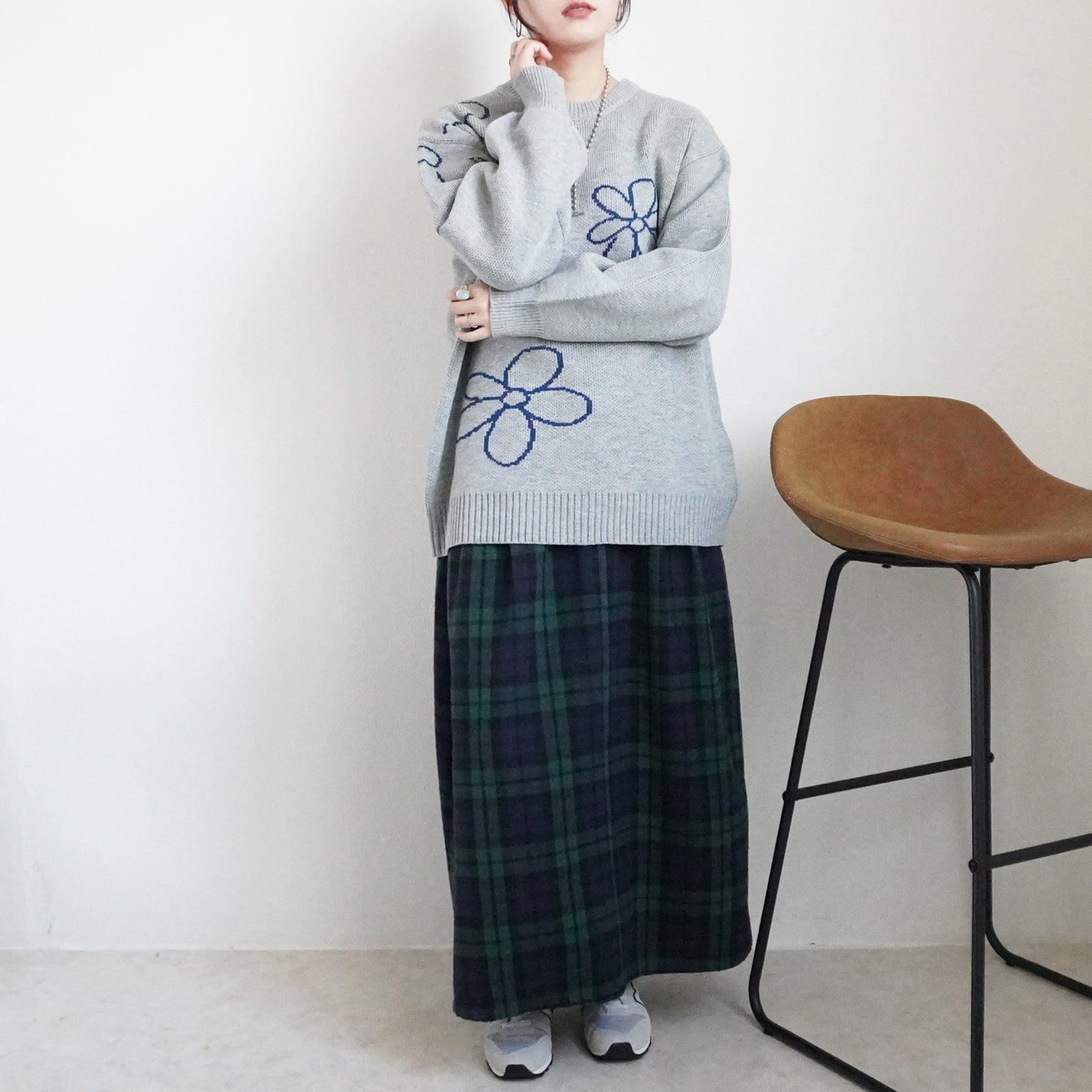 フラワージャガードニットプルオーバー