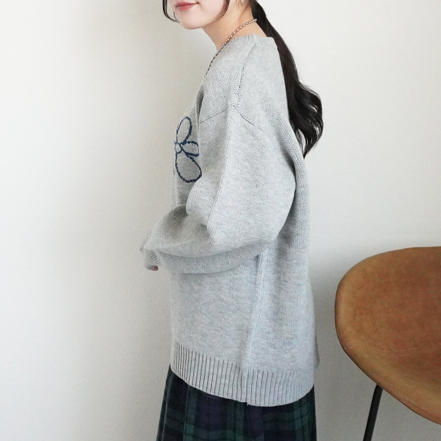 フラワージャガードニットプルオーバー