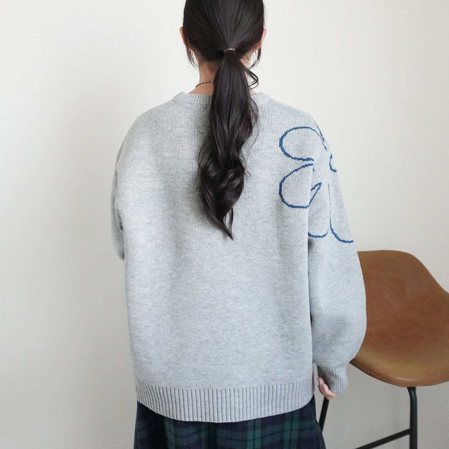 フラワージャガードニットプルオーバー