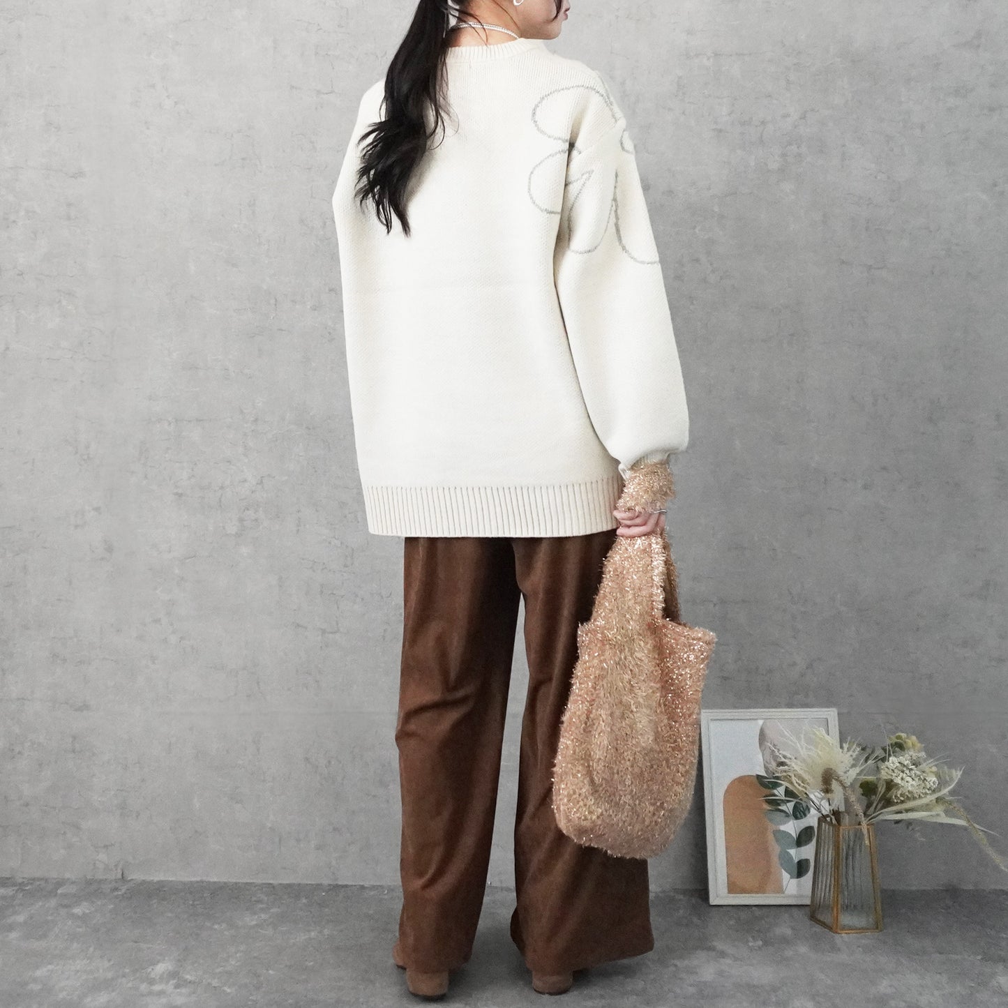 フラワージャガードニットプルオーバー