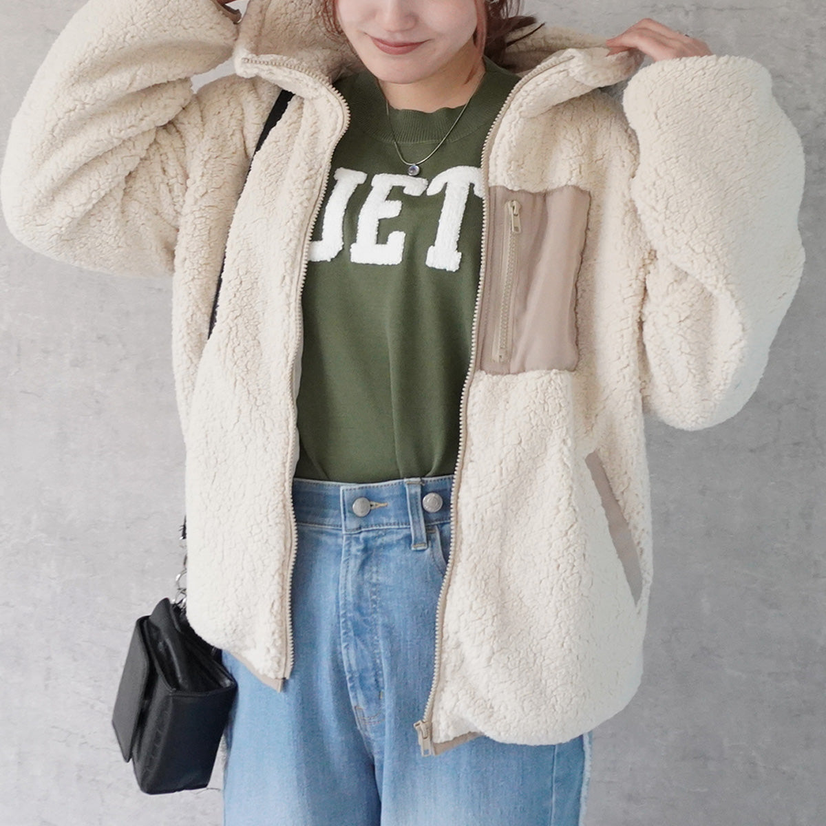 ボアフードブルゾン