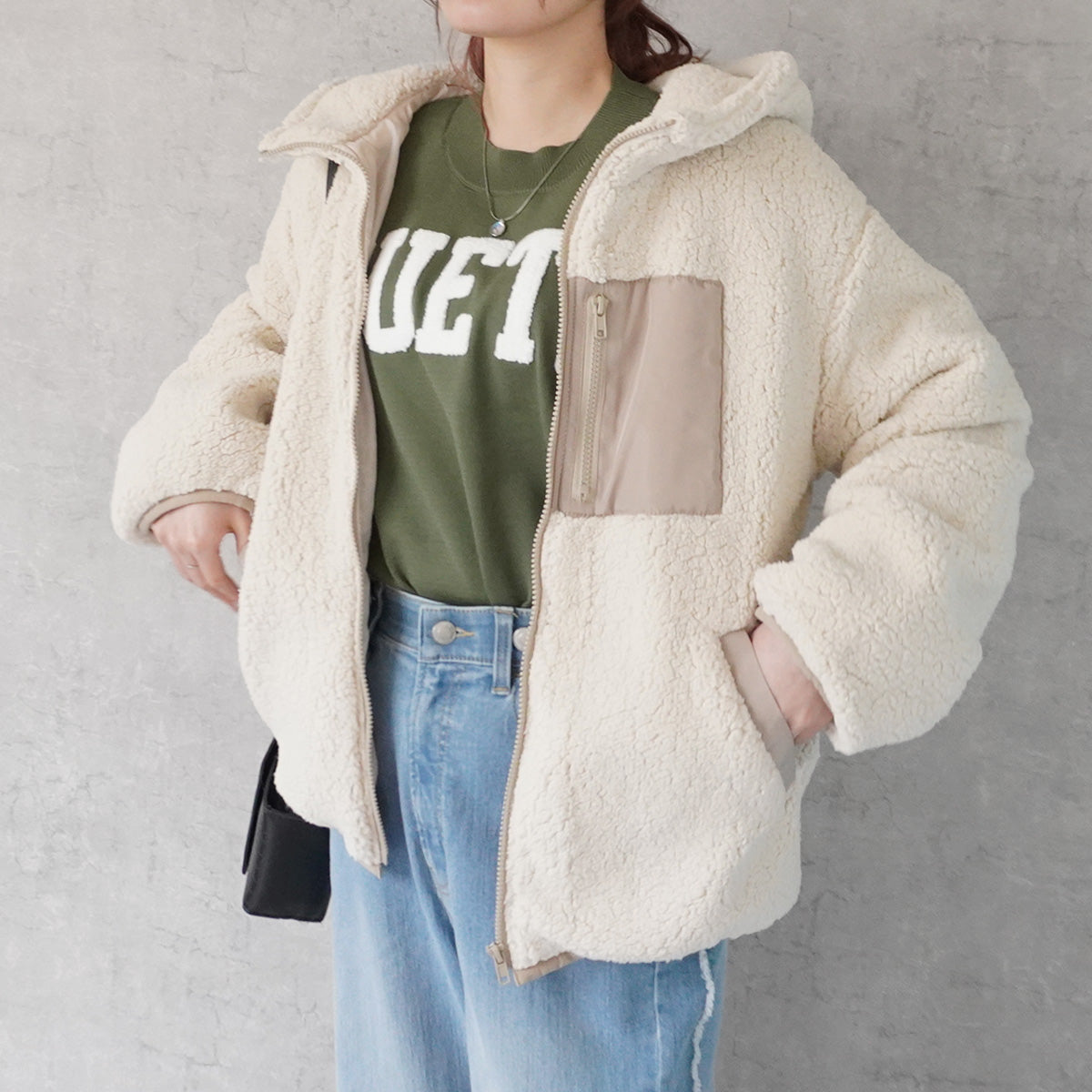 ボアフードブルゾン