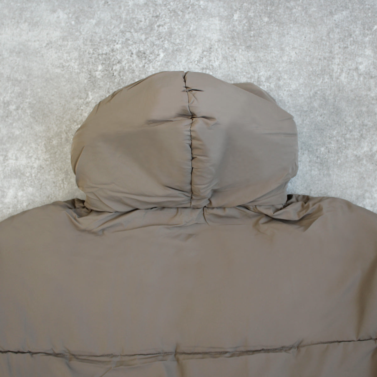 スタンドフードフェイクダウンコート