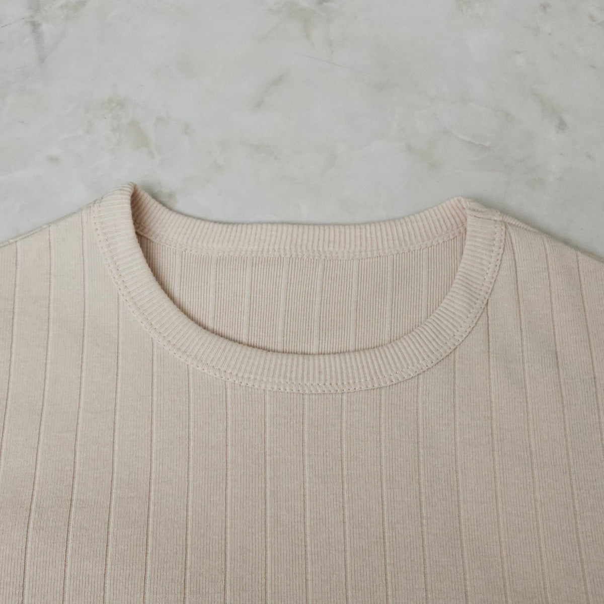 フレンチスリーブリブニットTシャツ