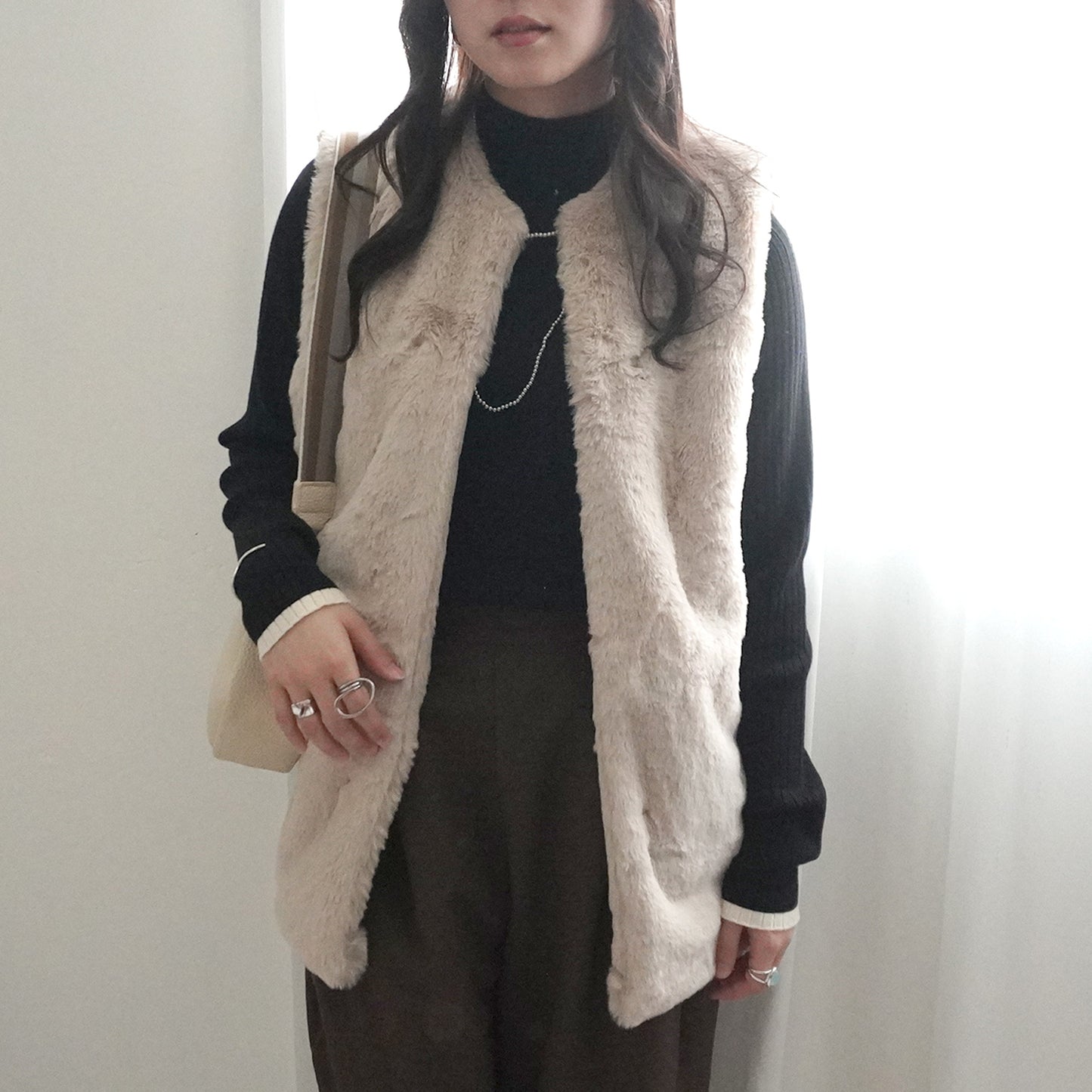 ポケット付きファーベスト