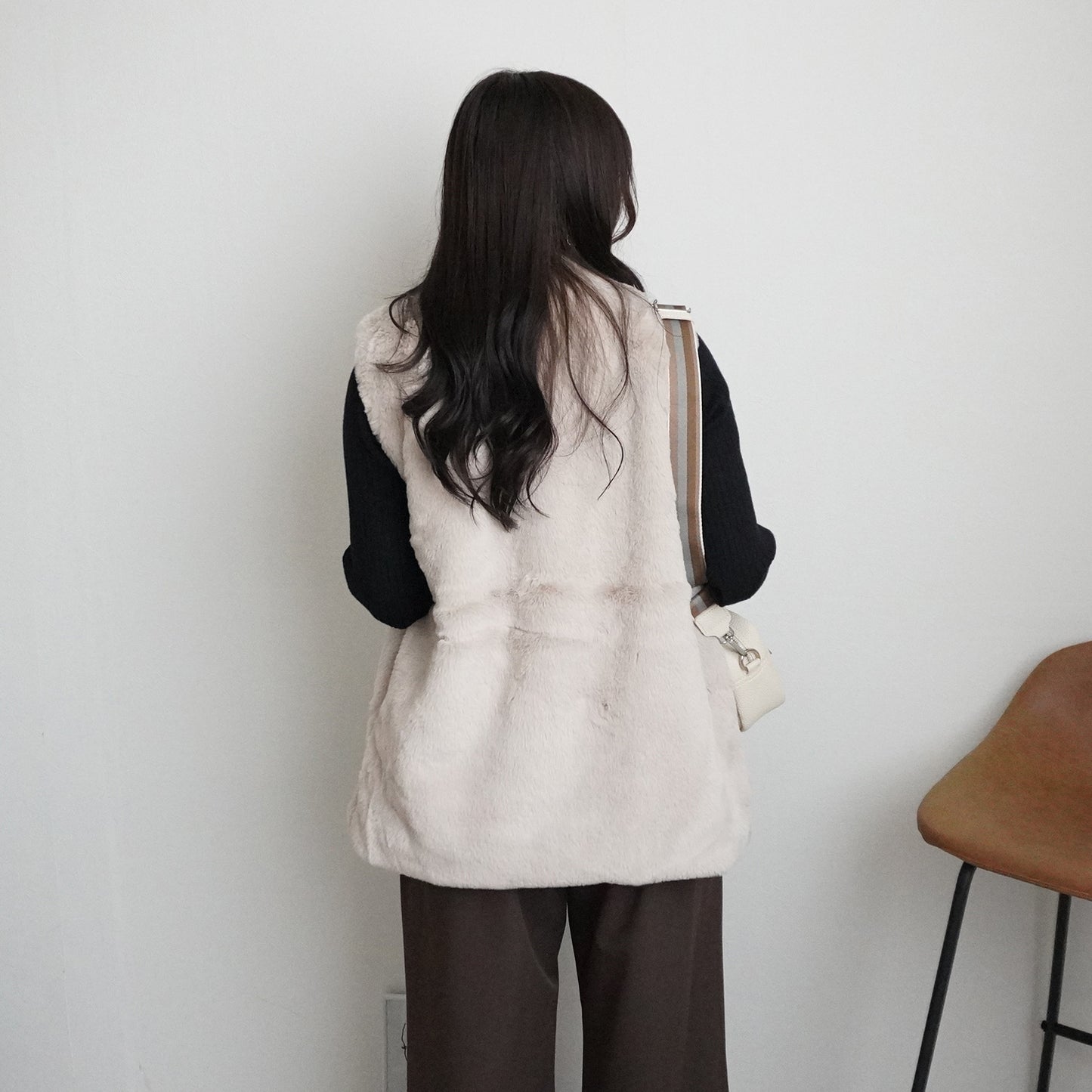 ポケット付きファーベスト