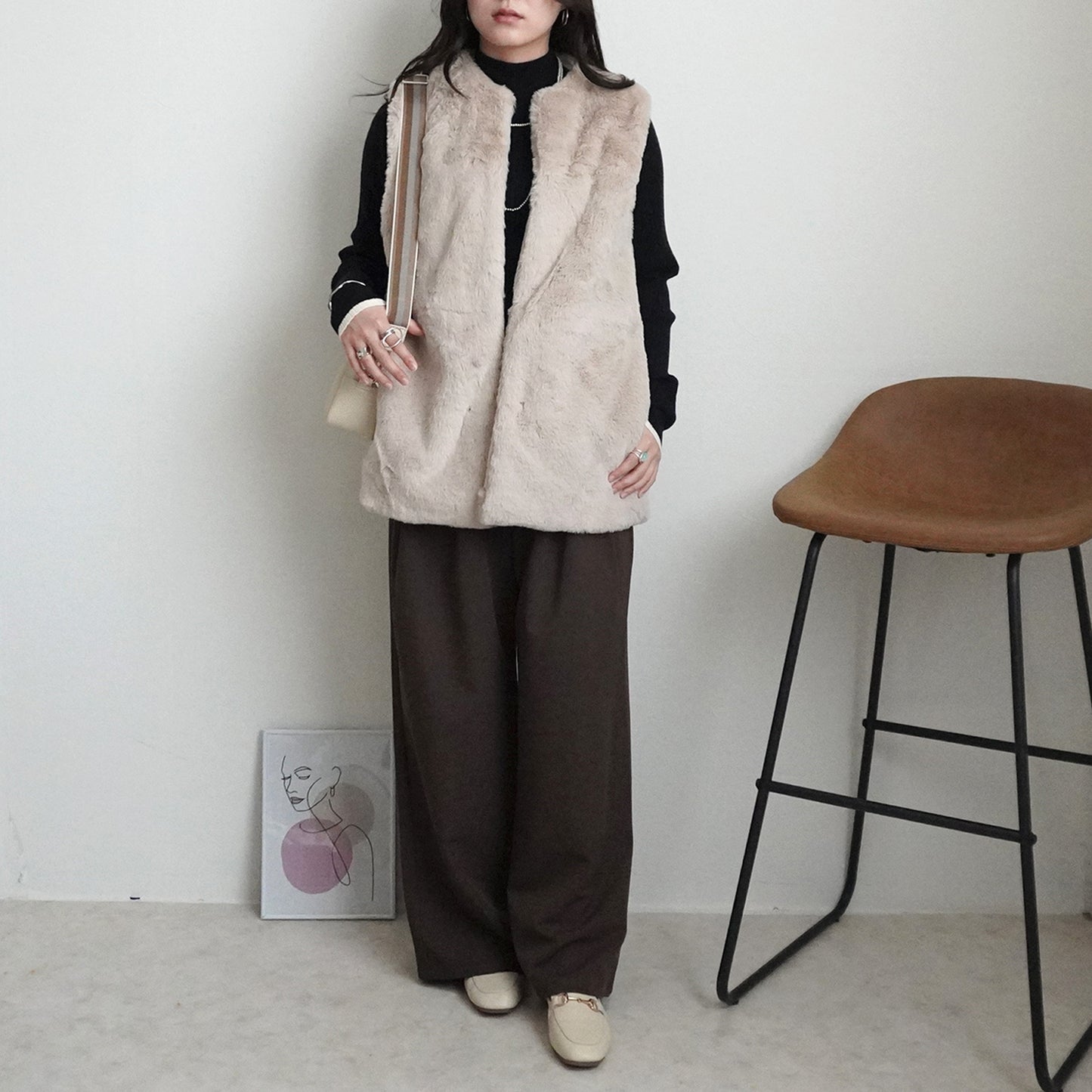 ポケット付きファーベスト