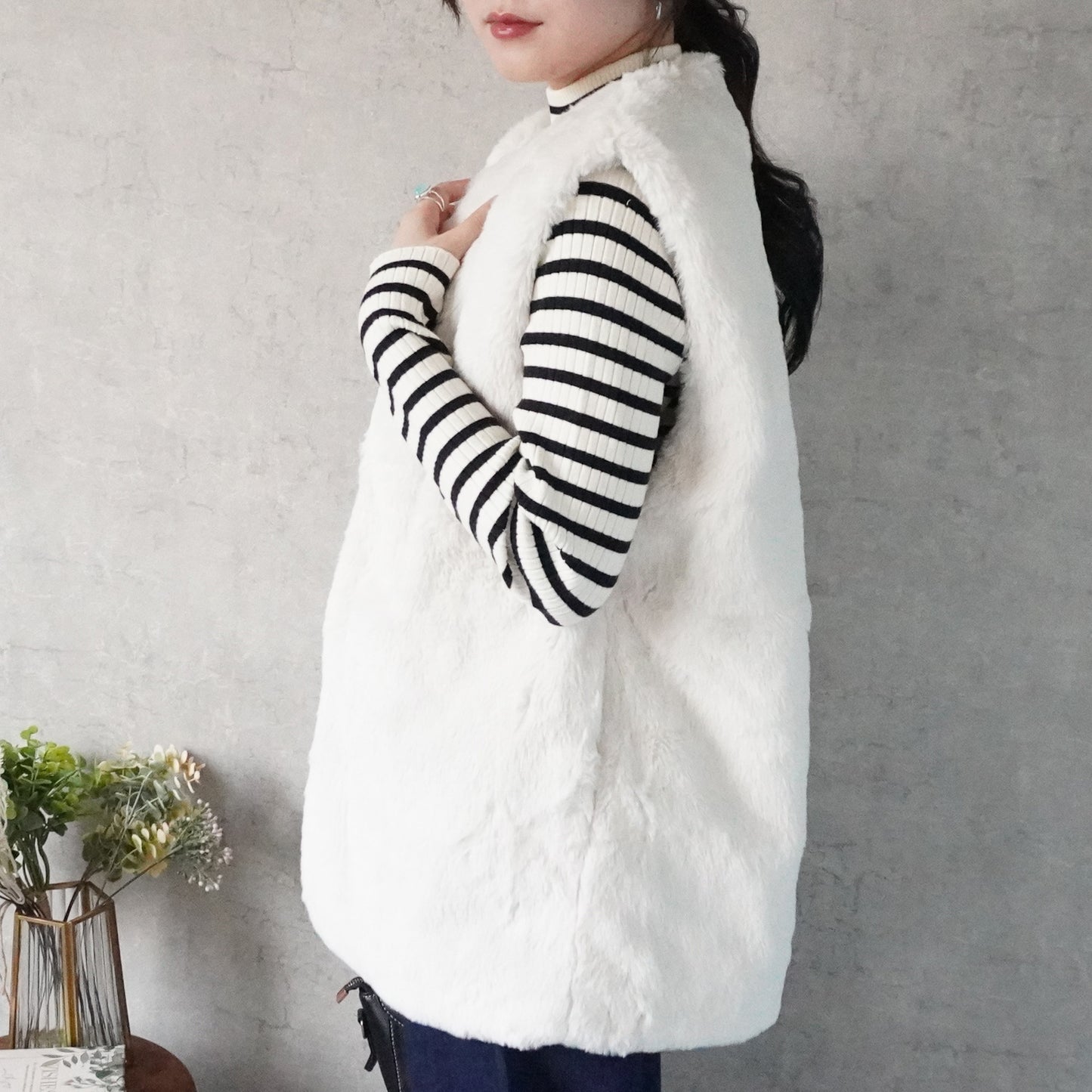 ポケット付きファーベスト