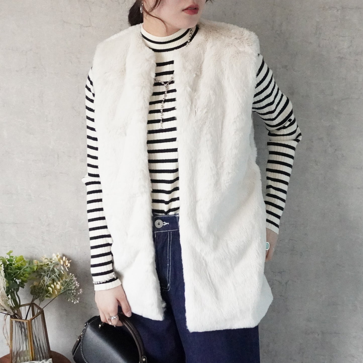 ポケット付きファーベスト