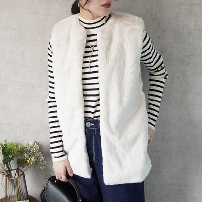 ポケット付きファーベスト