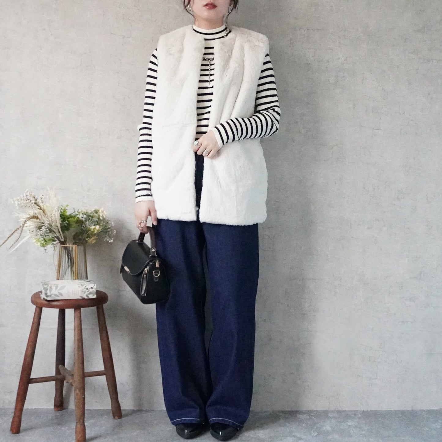 ポケット付きファーベスト