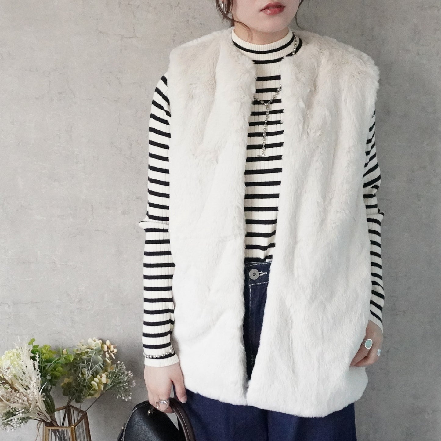 ポケット付きファーベスト