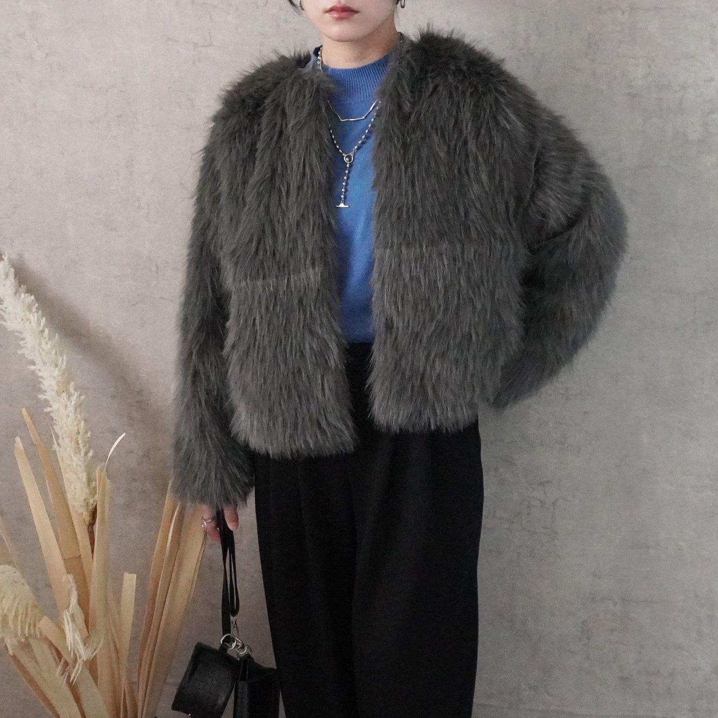 ロングファーシャギーコート