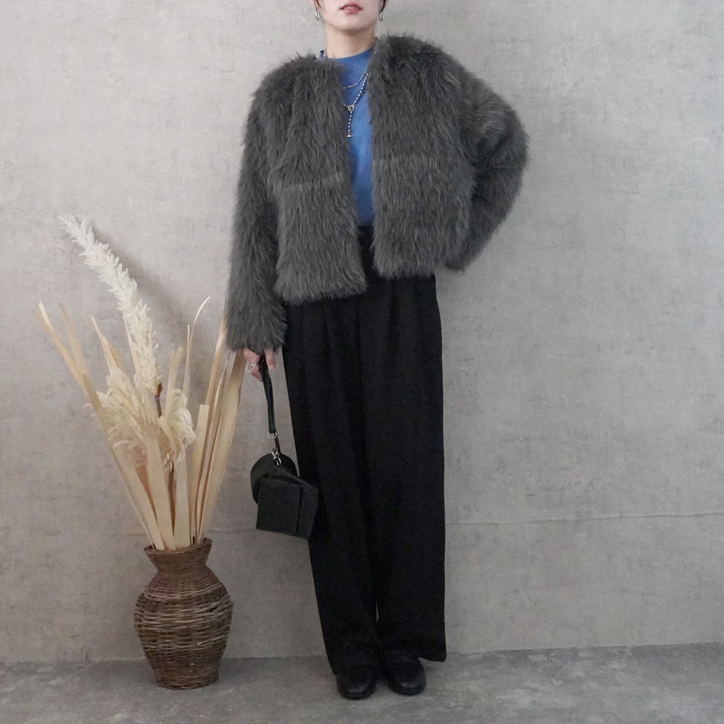 ロングファーシャギーコート