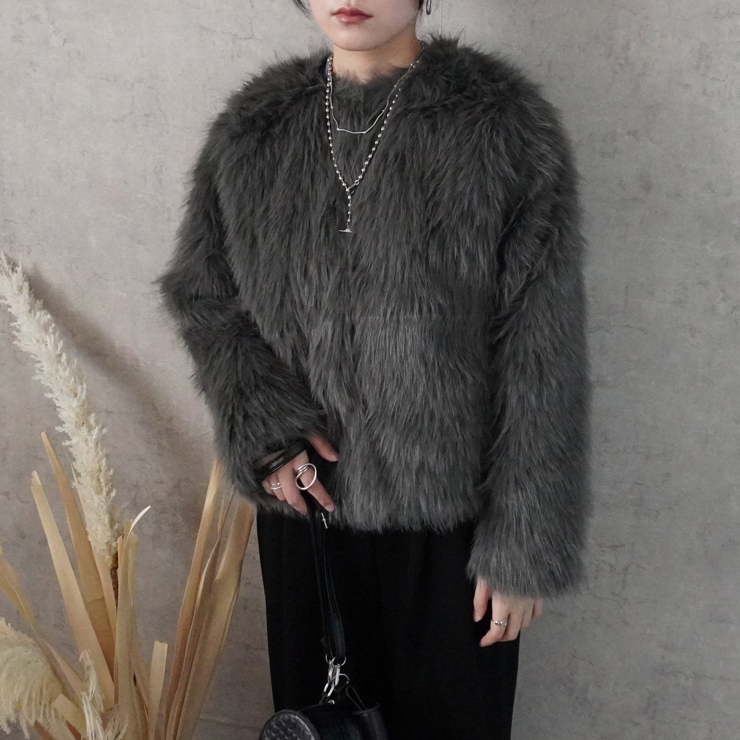 ロングファーシャギーコート